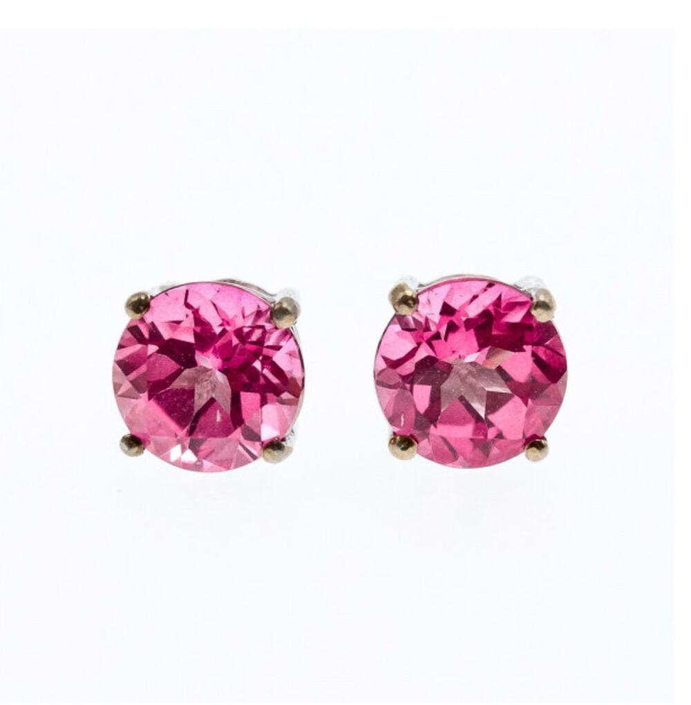 925 Sterling Silver Morganite Stud Earrings
